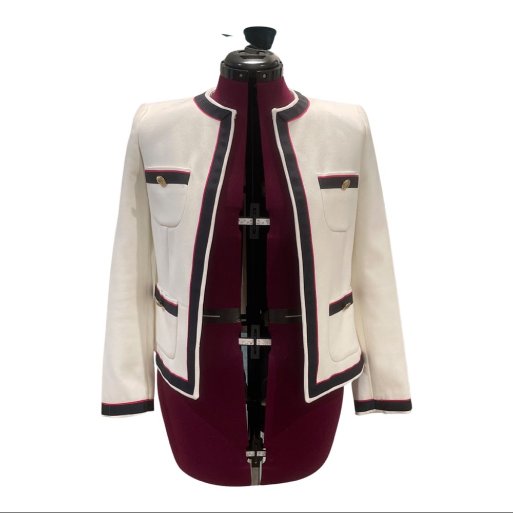 White, navy and hot pink Zara blazer